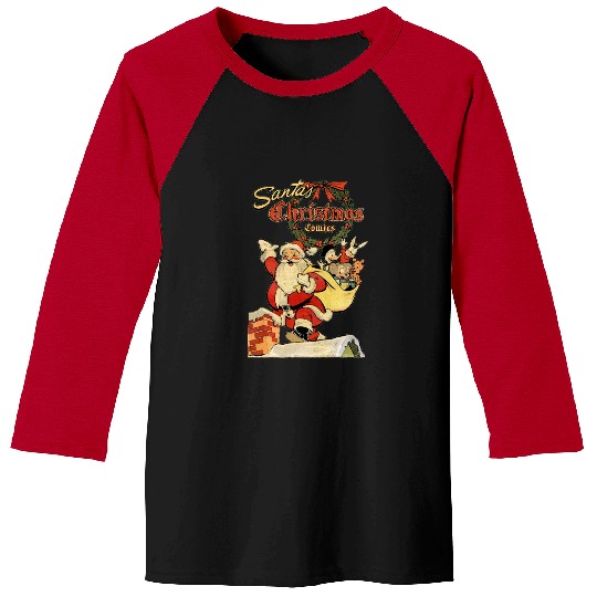 Santa's Christmas Comics 1952 Funny Vintage Holiday Scene  : Mickey Disney Christmas, Disney Christmas Baseball Tees