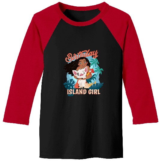 Disney Moana Birthday Island Girl Moana Pua Hei Hei Big Logo Baseball Tees