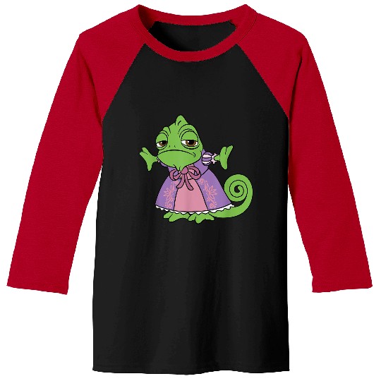 Disneyss Tangled Cute Pascal Dressed Up Big Chest Portrait Baseball Tees