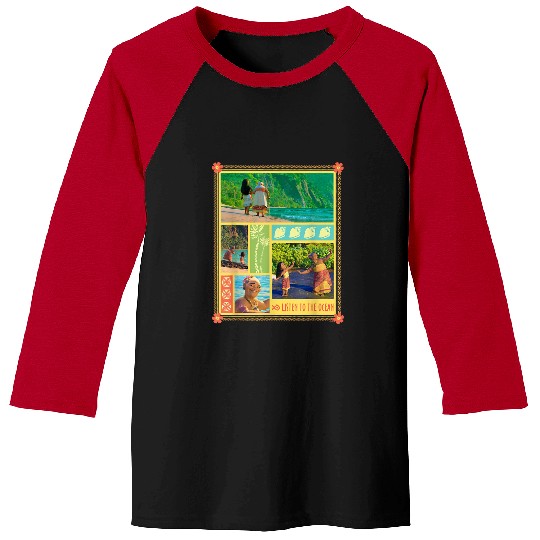 Disneyss Moana And Gramma Tala Listen To The Ocean Baseball Tees