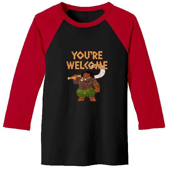 Disney Moana Maui Confident Pose You're Welcome Retro Logo Baseball Tees