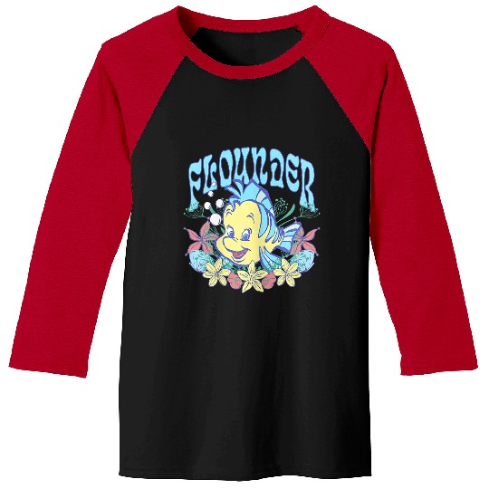 Disneyss The Little Mermaid Cute Flounder Floral Chest Poster Baseball Tees