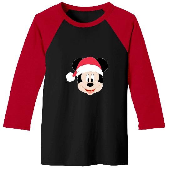 Discover Disney Mickey Mouse in Santa Hat Happy Christmas Holiday Baseball Tees