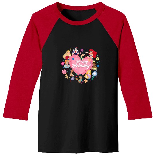 Discover Disney Princess Pink Heart and Flowers It’s My Birthday Baseball Tees