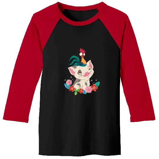 Disney Moana Hei Hei Rooster Pua Flowers Sketch Portrait Baseball Tees
