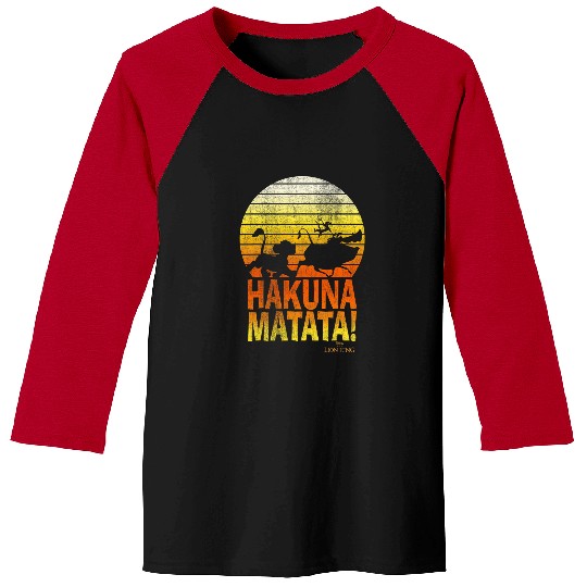 Discover Disney Lion King Hakuna Matata Retro Distressed Group Shot Baseball Tees