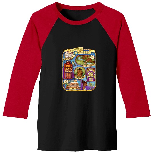 Discover Disney Princess And The Frog Group Shot Large Map Baseball Tees