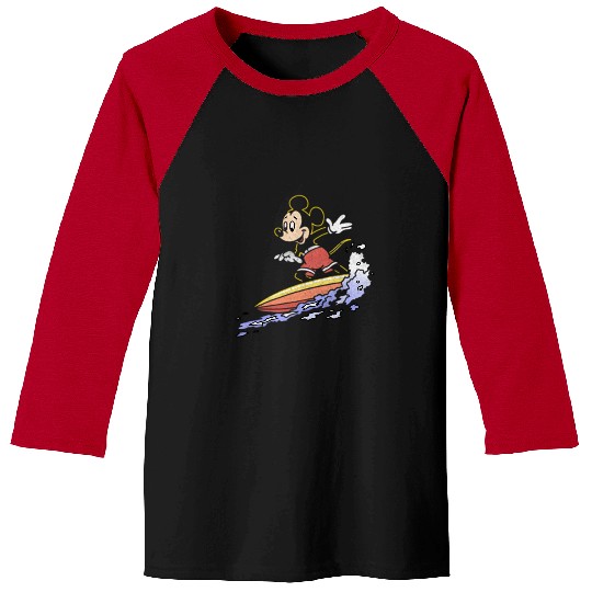 Disney Mickey Friends Mickey Mouse Surfing Outline Baseball Tees