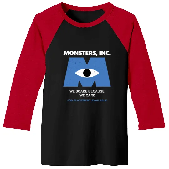 Discover Disney Pixar Monsters, Inc. We Scare Because We Care Retro Long Sleeve Baseball Tees