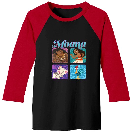 Disney Moana Pua Maui Hei Hei Retro Box Up Chest Panels Premium Baseball Tees