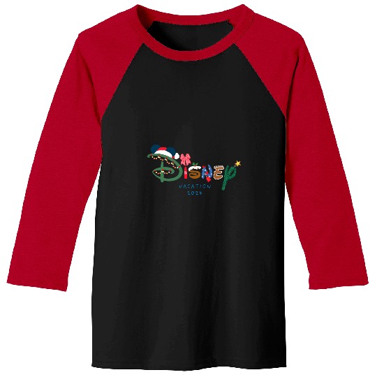 Discover Disney NEW Festive Logo Holiday Trip Christmas Vacation 2024 Baseball Tees