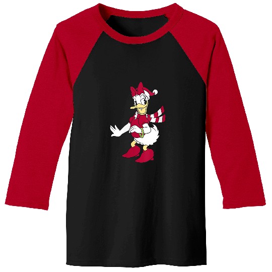 Womens Disney Daisy Duck Classic Christmas Portrait V-Neck Baseball Tees