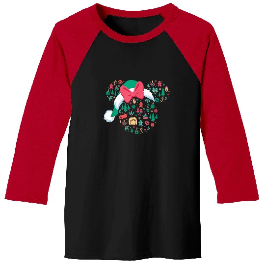 Discover Disney Minnie Mouse Head Icon Christmas Holiday Santa Hat Baseball Tees