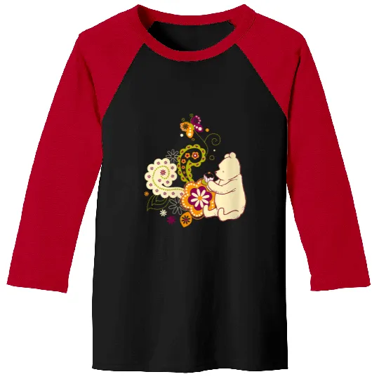 Disneyss Winnie The Pooh Cute Paisley Cupcake Floral Baseball Tees