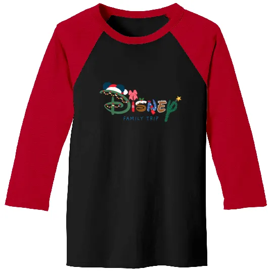 Discover Disneyss New Festive Fill Logo Christmas Holiday Family Trip Baseball Tees