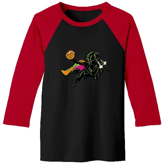 Womens Disney Sleepy Hollow Halloween Headless Horseman Retro V-Neck Baseball Tees