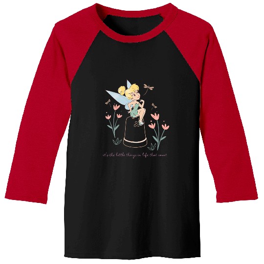 Womens Disney Tinker Bell It’s The Little Things In Life Retro Logo V-Neck Baseball Tees
