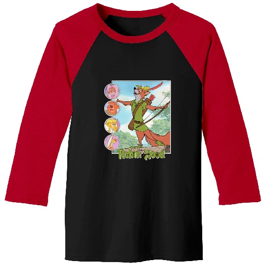 Womens Disney Robin Hood Classic Disney Film Retro V-Neck Baseball Tees