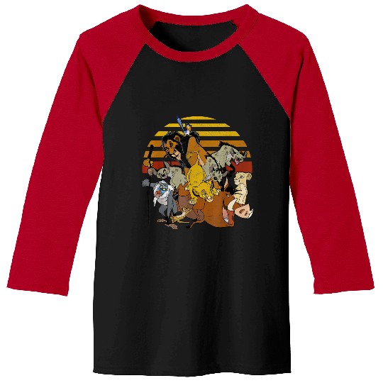 Discover Disneyss Lion King Group Retro Stripe Sunset Vintages Baseball Tees