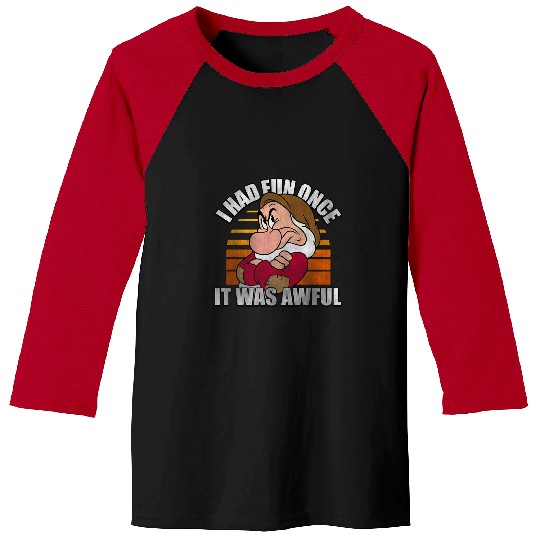 Discover Disney Snow White Grumpy I Had Fun Once It Was Awful Baseball Tees