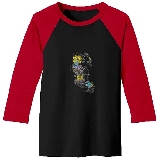 Disney Tangled Rapunzel Floral Sketch Portrait T Baseball Tees