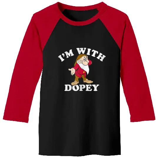Disneyss Snow White The Seven Dwarfs Grumpy I'm With Dopey Baseball Tees