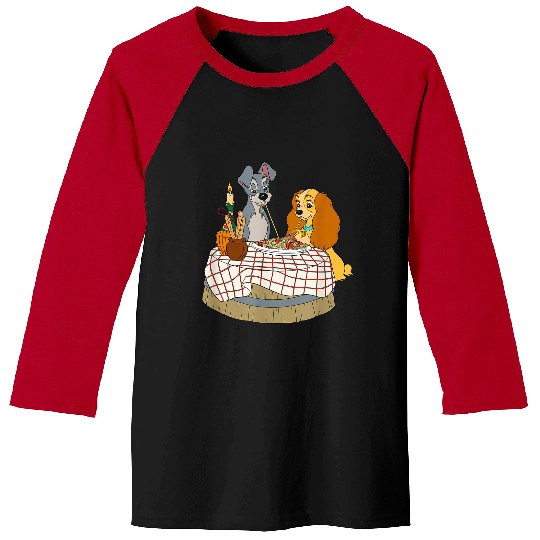 Disney Lady And Tramp Bella Notte Spaghetti Baseball Tees