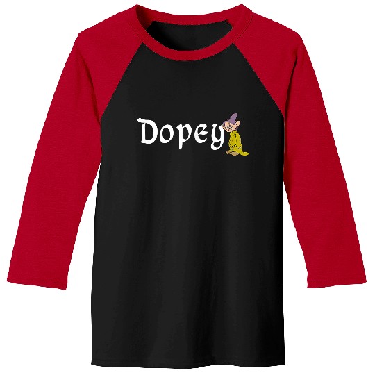 Disneyss Snow White Dopey Leaning On Name Banner Baseball Tees