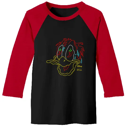 Disneyss Hot Ones Donald Duck Melting Faces Retro Neon Outline Baseball Tees