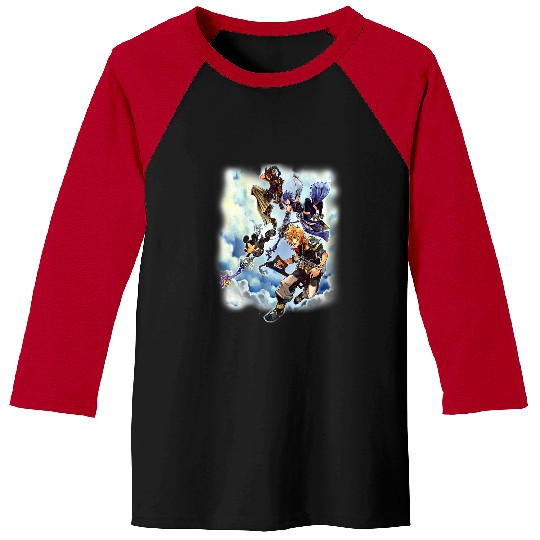 Disneyss Kingdom Hearts Main Characters Falling From Heaven Baseball Tees