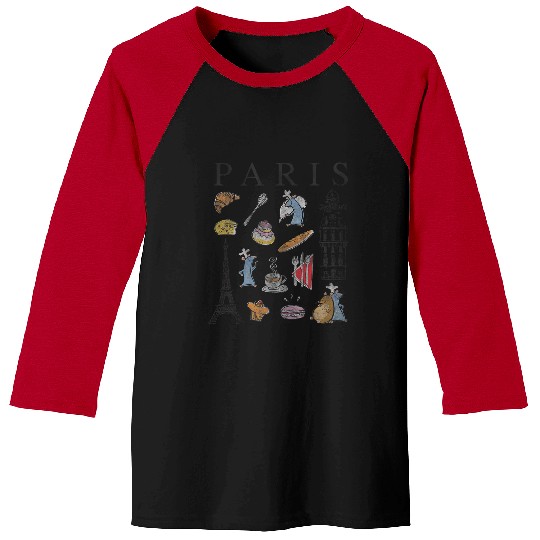 Disneyss Pixars Ratatouille Paris Food Places Collage Retro Baseball Tees