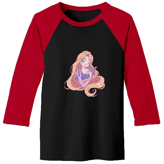 Disney Tangled Cute Rapunzel Manga Version Chest Portrait Baseball Tees