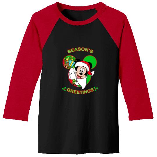 Disney Mickey Mouse Seasons Greetings Christmas Merry Christmas Baseball Tees