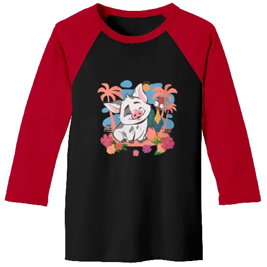Disneyss Moana 2 Cute Pua Hei Hei Best Friends Tropical Logo Baseball Tees