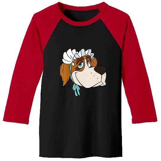 Womens Disney Peter Pan Nana St. Bernard Dog Big Face Costume V-Neck Baseball Tees