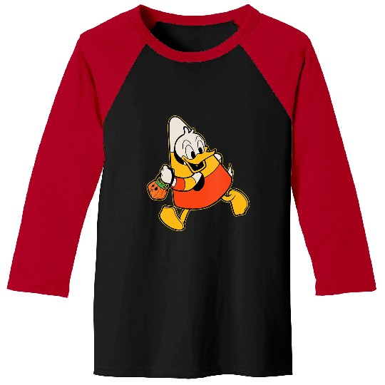 Womens Disney Donald Duck Candy Corn Costume Spooky Cute Halloween V-Neck Baseball Tees