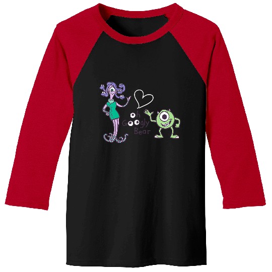 Womens Disney Pixar Monsters Inc. Mike Celia Oh Googly Bear Logo V-Neck Baseball Tees