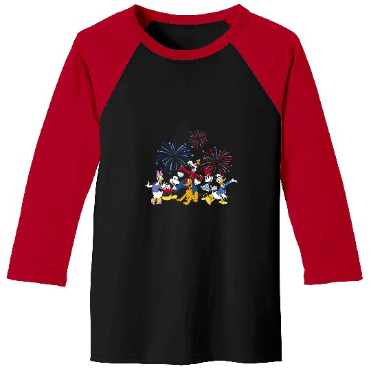 Disney Mickey Classic 4th Of July  Fireworks Crew Baseball Tees