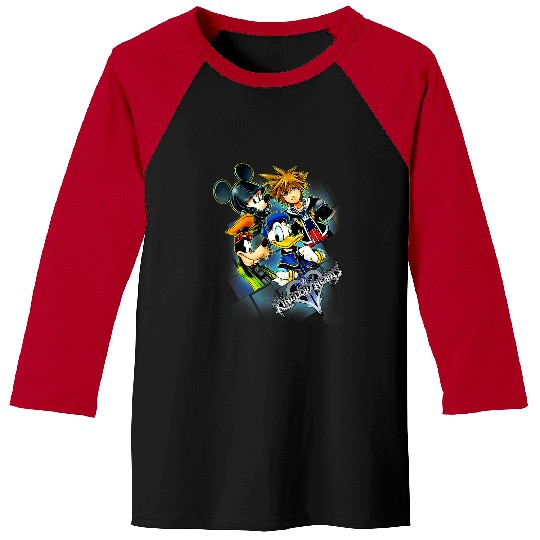 Disney Kingdom Hearts Donald Mickey Goofy Sora Group Grid V-Neck Baseball Tees