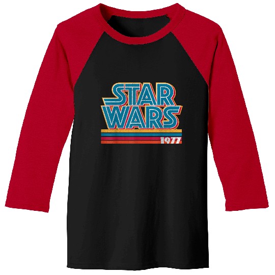 Star Warss Super Retro Striped Logo 1977 Disneyss Baseball Tees