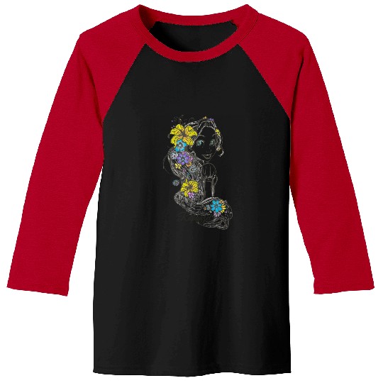 Disney Tangled Rapunzel Floral Sketch Portrait Baseball Tees