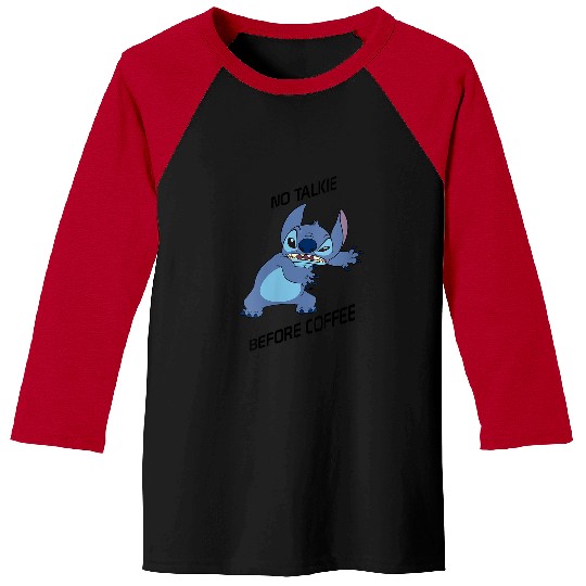 Disneyss Lilo Stitch No Talkie Before Coffee Grumpy Stitch Vneck Baseball Tees