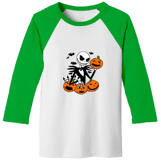 Jack Skellington Pumpkin Face Baseball Tees, Halloween Disney Baseball Tees