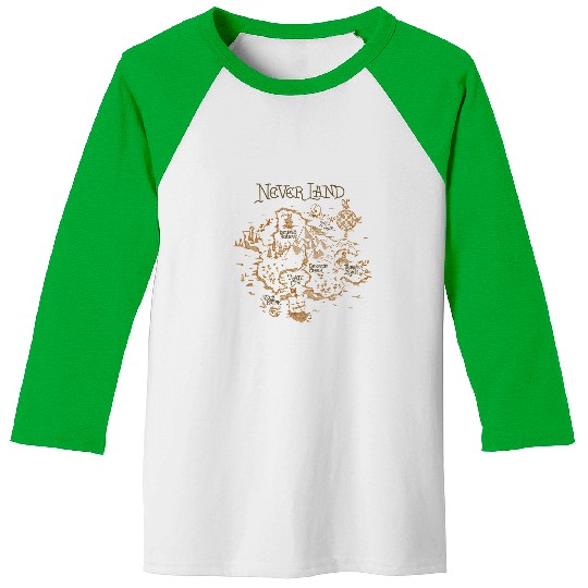 Disney Peter Pan Neverland Map Baseball Tees, Peter Pan Characters Baseball Tees