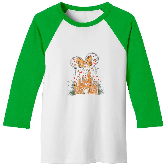 Disney Castle Gingerbread Minnie Mouse Christmas Baseball Tees, Mickeys Very Merry Christmas Baseball Tees