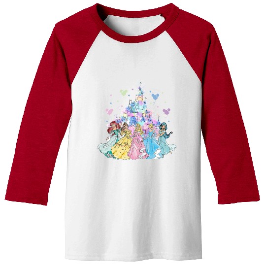 Disney Princess Baseball Tees, Watercolor Castle Baseball Tees, Princess Baseball Tees