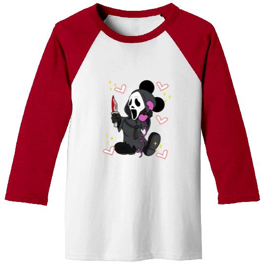 Disney Mickey Scream No You Hang Up Baseball Tees, Mickey Ghost Scream Ghostface Phone Call Baseball Tees