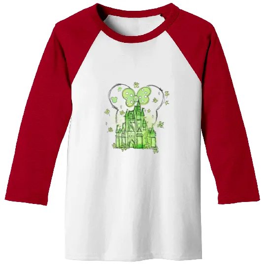 Disneyland St Patricks Day Baseball Tees, Clover Disney Castle Minnie Mouse Baseball Tees
