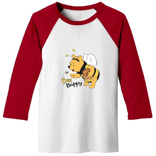 Winnie the Pooh Bee Happy Baseball Tees Disney Pooh Bear Baseball Tees