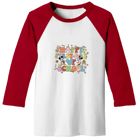 Happy First Day of School Disney Teacher Baseball Tees, Disney Educator Back To School Baseball Tees